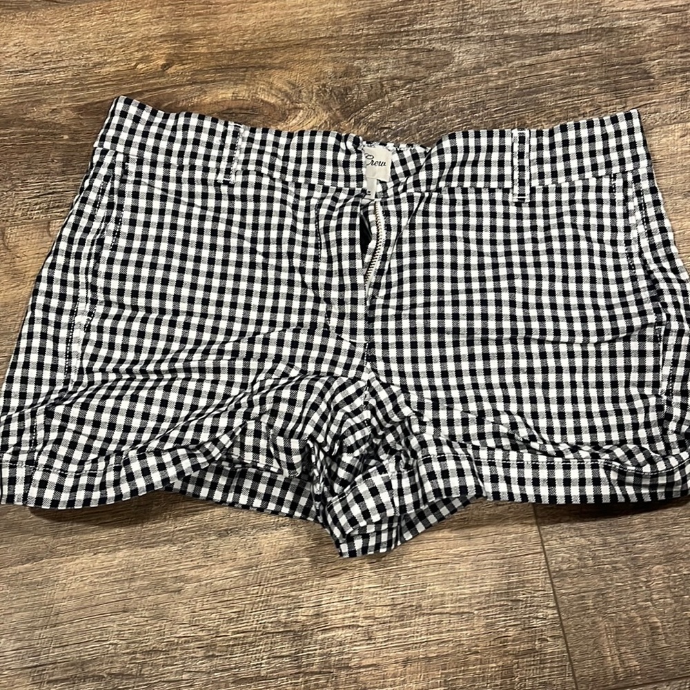 J. Crew checkered shorts. Never worn. Black and white. Size:6